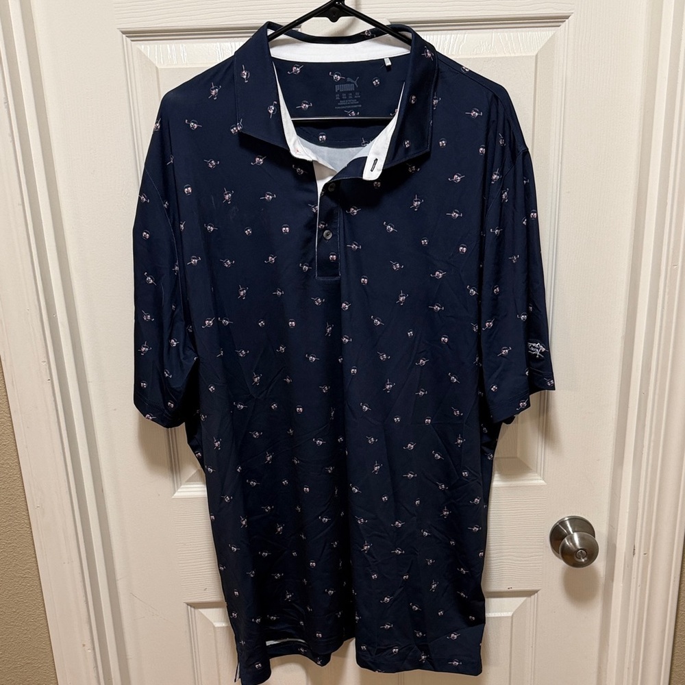 Puma Navy Polo with Subtle Print